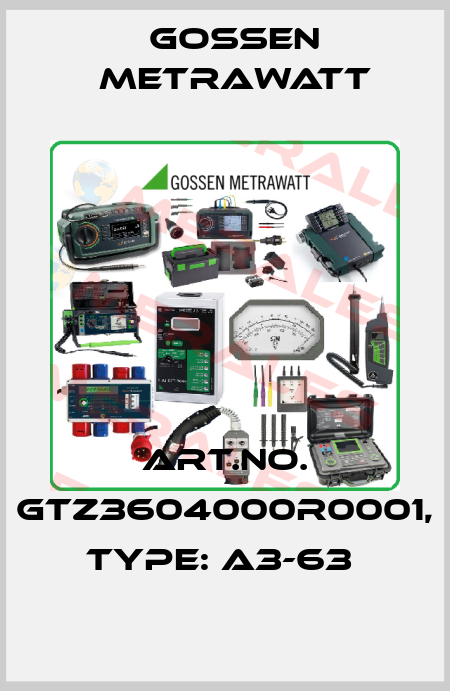 Art.No. GTZ3604000R0001, Type: A3-63  Gossen Metrawatt