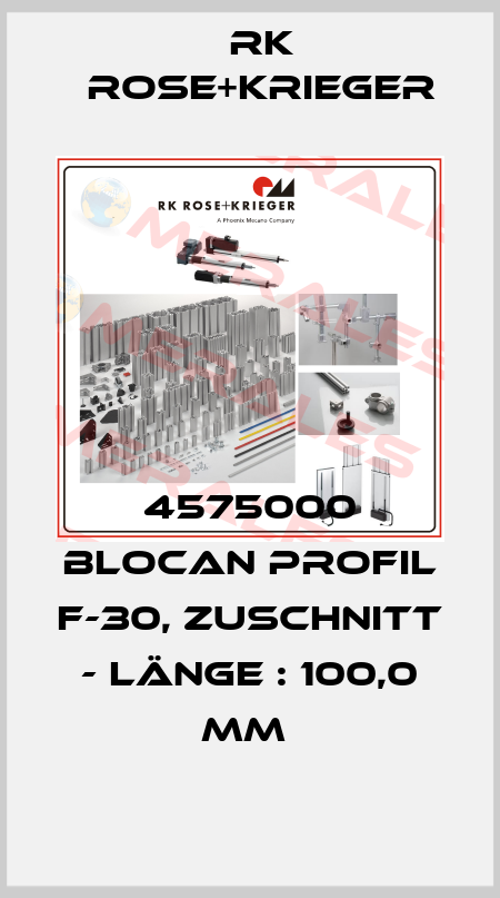 4575000 BLOCAN PROFIL F-30, ZUSCHNITT - LÄNGE : 100,0 MM  RK Rose+Krieger