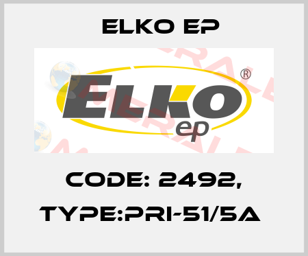 Code: 2492, Type:PRI-51/5A  Elko EP