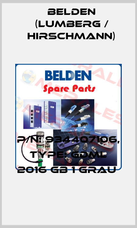 P/N: 934407106, Type: GDML 2016 GB 1 grau  Belden (Lumberg / Hirschmann)