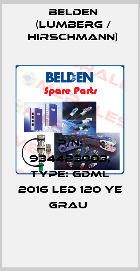 P/N: 934423003, Type: GDML 2016 LED 120 YE grau  Belden (Lumberg / Hirschmann)