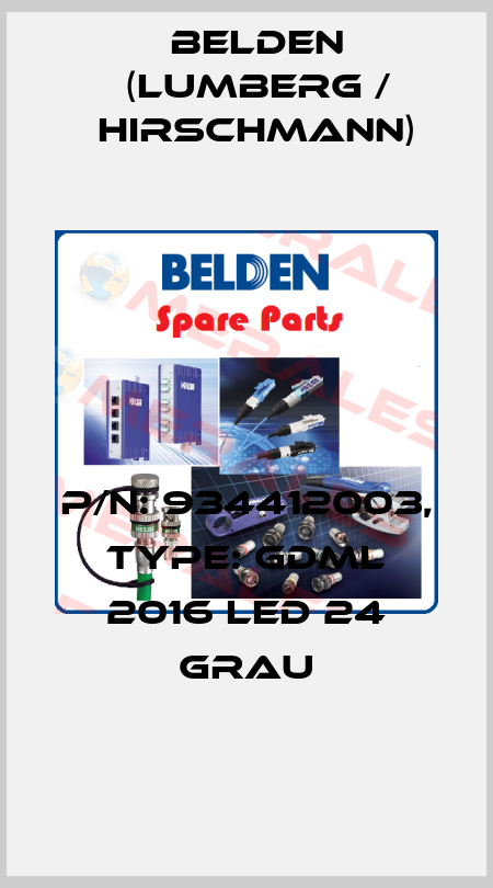 P/N: 934412003, Type: GDML 2016 LED 24 grau Belden (Lumberg / Hirschmann)