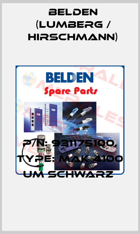 P/N: 931175100, Type: MAK 4100 UM schwarz  Belden (Lumberg / Hirschmann)