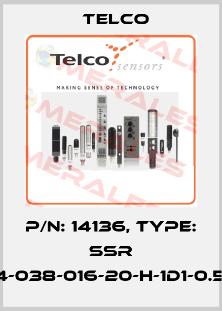 p/n: 14136, Type: SSR 01-4-038-016-20-H-1D1-0.5-J8 Telco