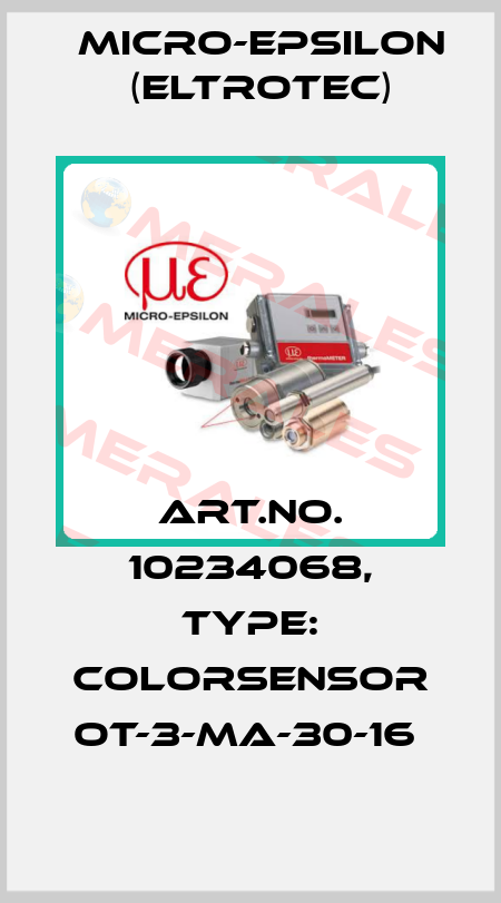 Art.No. 10234068, Type: colorSENSOR OT-3-MA-30-16  Micro-Epsilon (Eltrotec)