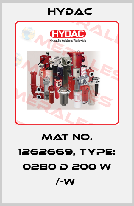 Mat No. 1262669, Type: 0280 D 200 W /-W  Hydac