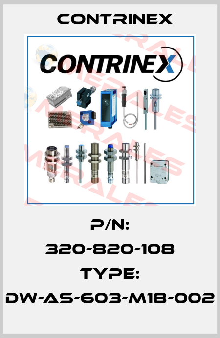 P/N: 320-820-108 Type: DW-AS-603-M18-002 Contrinex
