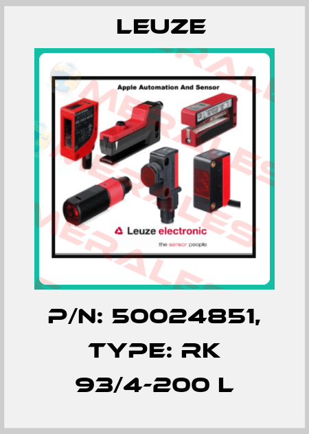 p/n: 50024851, Type: RK 93/4-200 L Leuze