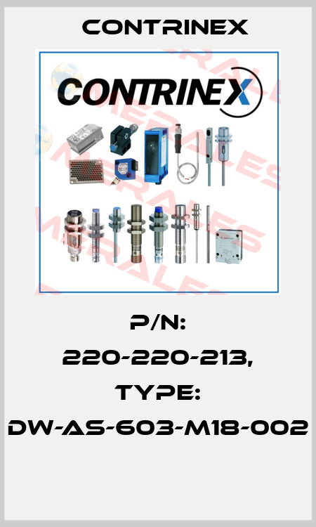 P/N: 220-220-213, Type: DW-AS-603-M18-002  Contrinex