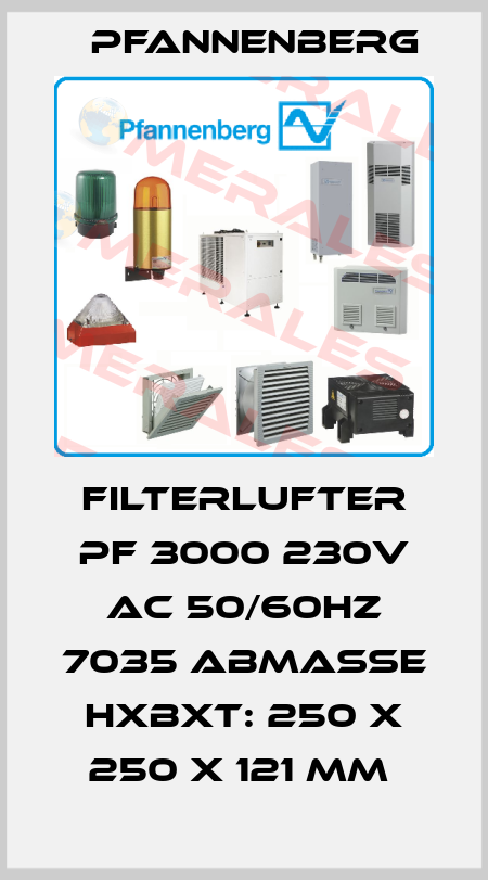 FILTERLUFTER PF 3000 230V AC 50/60HZ 7035 ABMAßE HXBXT: 250 X 250 X 121 MM  Pfannenberg