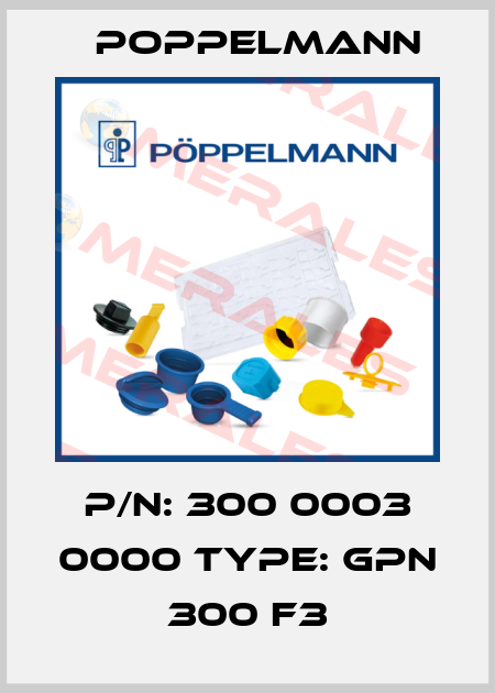 P/N: 300 0003 0000 Type: GPN 300 F3 Poppelmann