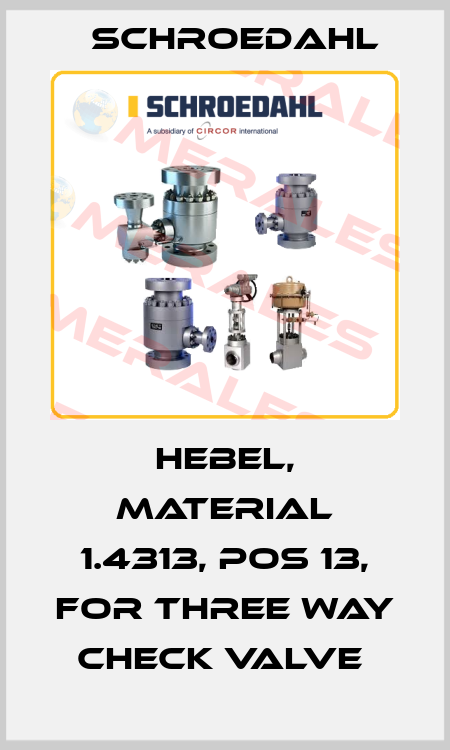 HEBEL, MATERIAL 1.4313, POS 13, FOR THREE WAY CHECK VALVE  Schroedahl