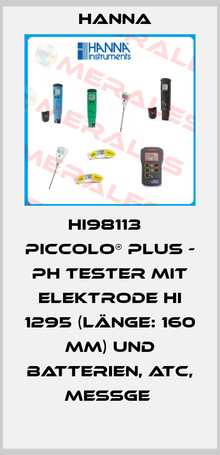 HI98113   PICCOLO® PLUS - PH TESTER MIT ELEKTRODE HI 1295 (LÄNGE: 160 MM) UND BATTERIEN, ATC, MESSGE  Hanna