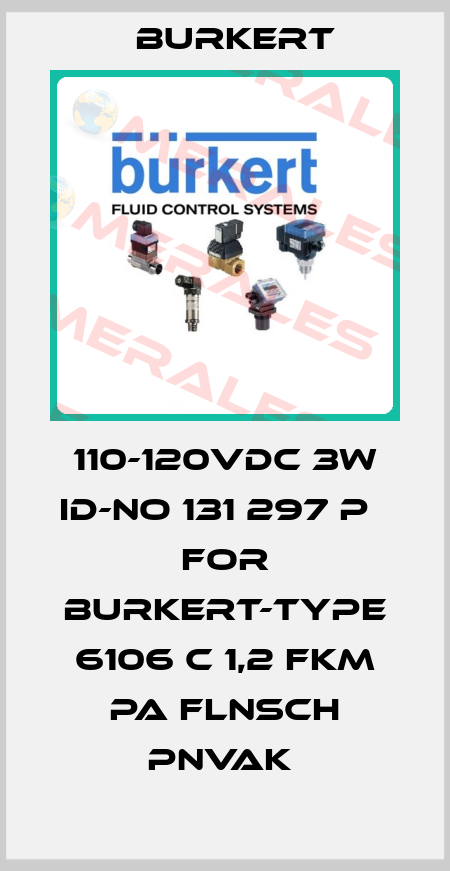 110-120VDC 3W id-No 131 297 P   FOR BURKERT-type 6106 C 1,2 FKM PA FLNSCH PNVAK  Burkert