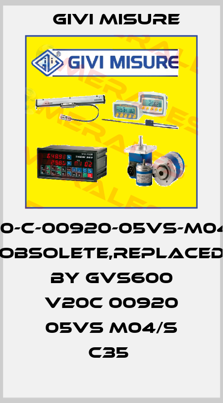 NCSV-20-C-00920-05VS-M04/S-C35 obsolete,replaced by GVS600 V20C 00920 05VS M04/S C35  Givi Misure