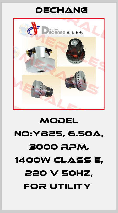 MODEL NO:YB25, 6.50A, 3000 RPM, 1400W CLASS E, 220 V 50HZ, FOR UTILITY  Dechang