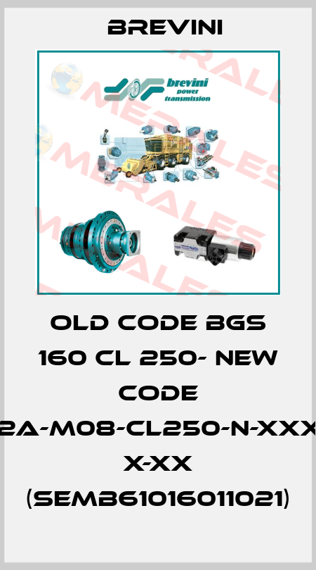 old code BGS 160 CL 250- new code BG-S-160-2A-M08-CL250-N-XXXX-000-XX X-XX (SEMB61016011021) Brevini