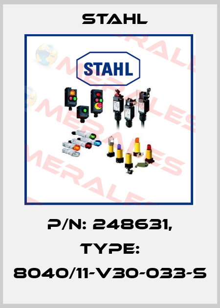 P/N: 248631, Type: 8040/11-V30-033-S Stahl