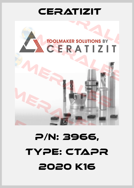 P/N: 3966, Type: CTAPR 2020 K16 Ceratizit