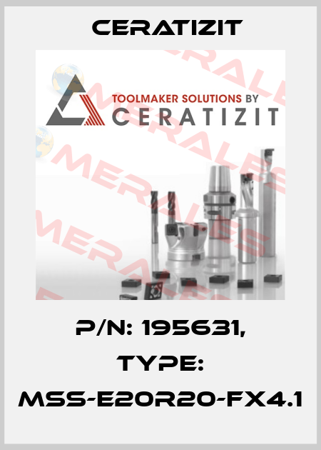 P/N: 195631, Type: MSS-E20R20-FX4.1 Ceratizit