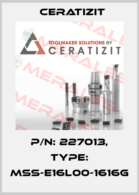 P/N: 227013, Type: MSS-E16L00-1616G Ceratizit