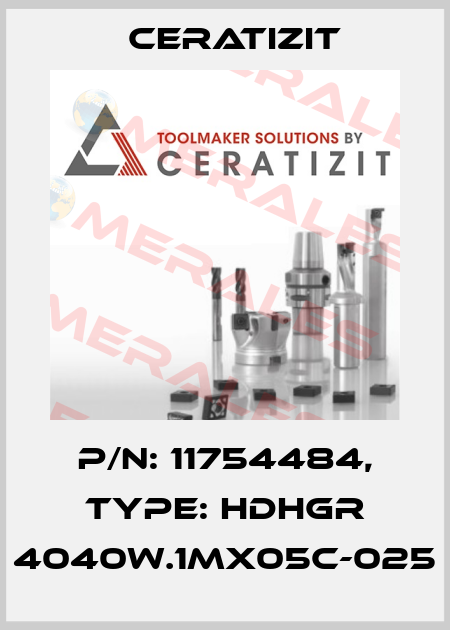 P/N: 11754484, Type: HDHGR 4040W.1MX05C-025 Ceratizit