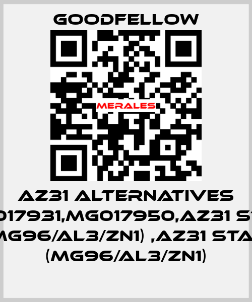 AZ31 alternatives MG017931,MG017950,AZ31 Stab (Mg96/Al3/Zn1) ,AZ31 Stab (Mg96/Al3/Zn1) Goodfellow