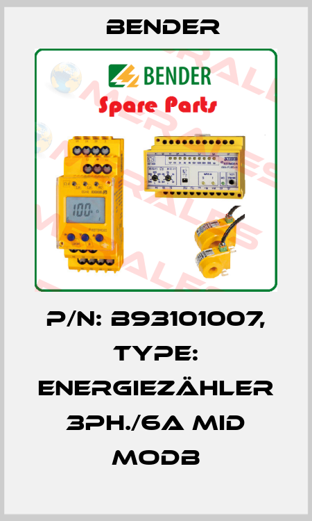 p/n: B93101007, Type: Energiezähler 3ph./6A MID Modb Bender