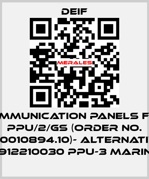 Communication panels for PPU/2/GS (Order No. 600010894.10)- ALTERNATIVE 2912210030 PPU-3 Marine Deif