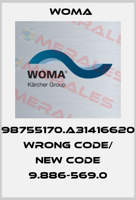98755170.A31416620 wrong code/ new code 9.886-569.0 Woma
