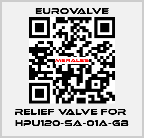 Relief valve for  HPU120-SA-01A-GB Eurovalve