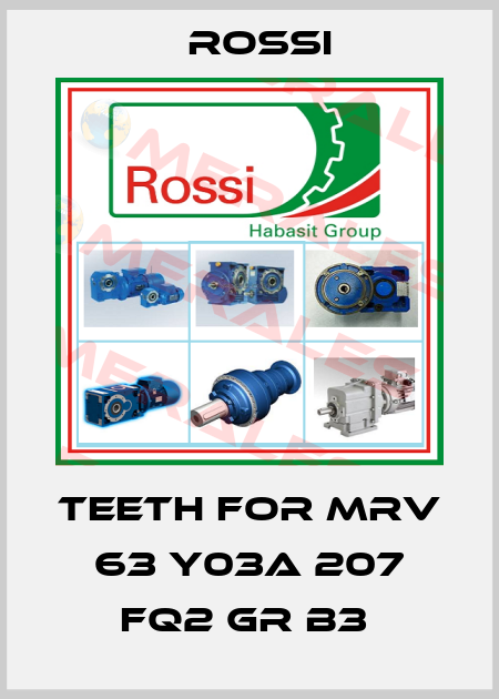 teeth for MRV 63 Y03A 207 FQ2 GR B3  Rossi