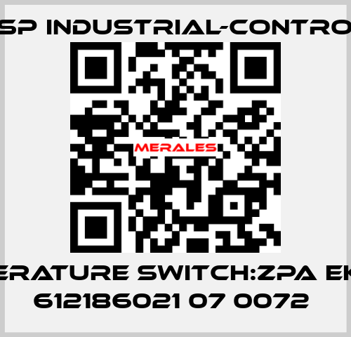 TEMPERATURE SWITCH:ZPA EKOREG 612186021 07 0072  JSP Industrial-Control