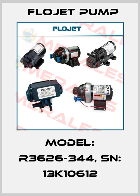 Model: R3626-344, SN: 13K10612 Flojet Pump