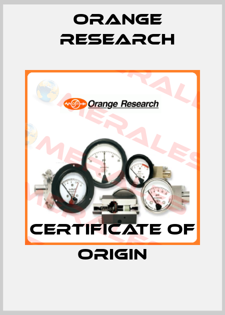 Certificate of Origin Orange Research