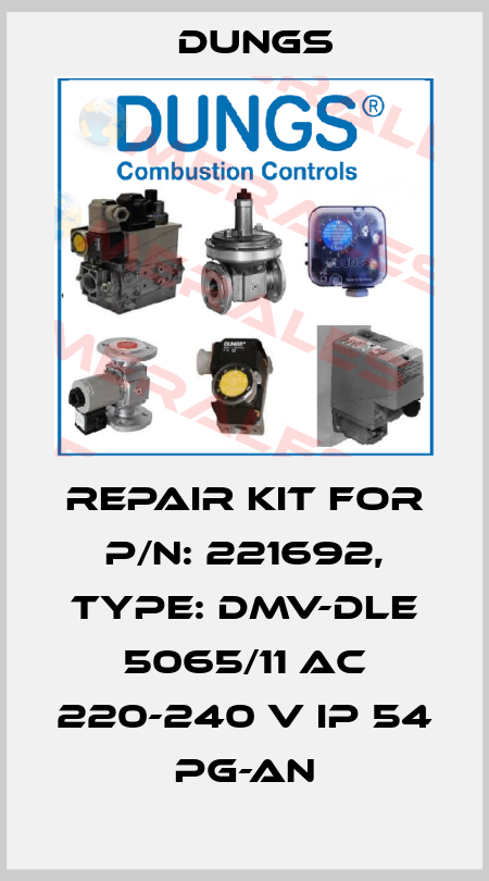 Repair Kit for P/N: 221692, Type: DMV-DLE 5065/11 AC 220-240 V IP 54 PG-An Dungs