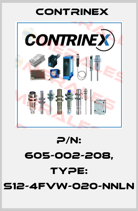 p/n: 605-002-208, Type: S12-4FVW-020-NNLN Contrinex