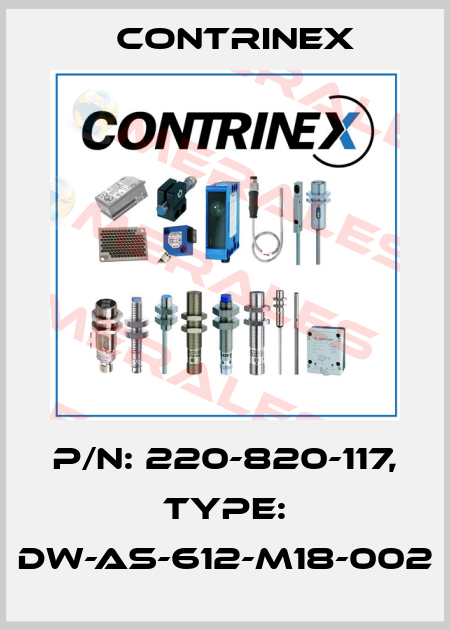 p/n: 220-820-117, Type: DW-AS-612-M18-002 Contrinex