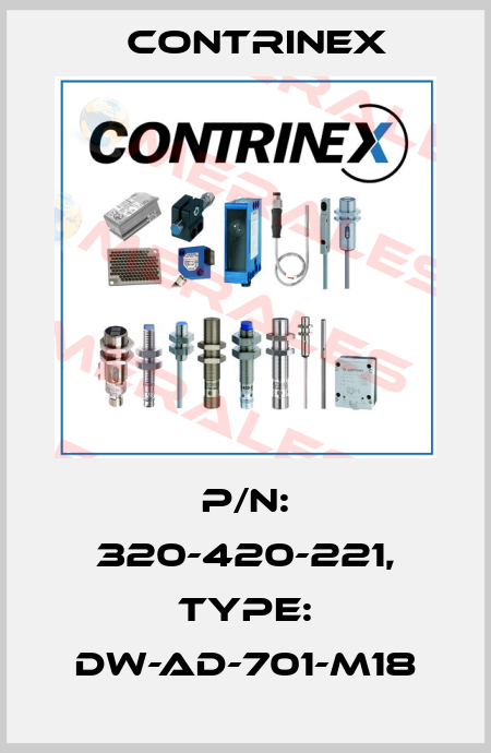 p/n: 320-420-221, Type: DW-AD-701-M18 Contrinex