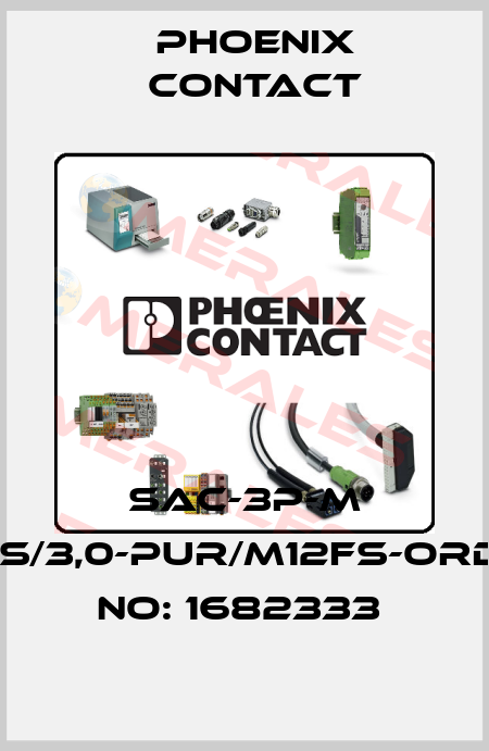 SAC-3P-M 8MS/3,0-PUR/M12FS-ORDER NO: 1682333  Phoenix Contact