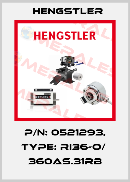 p/n: 0521293, Type: RI36-O/  360AS.31RB Hengstler