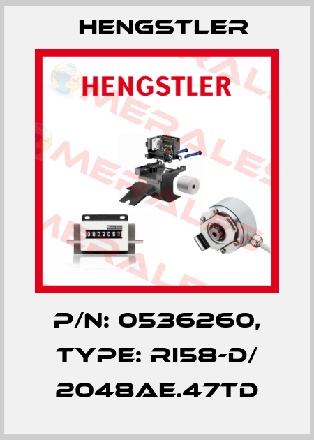 p/n: 0536260, Type: RI58-D/ 2048AE.47TD Hengstler