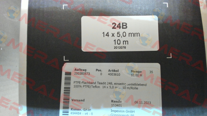 4003610 - Teadit 24B - PTFE/Teflon 14 x 5,0 mm Teadit