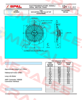 VA13-AP70/LL-63A D330 12V SPAL