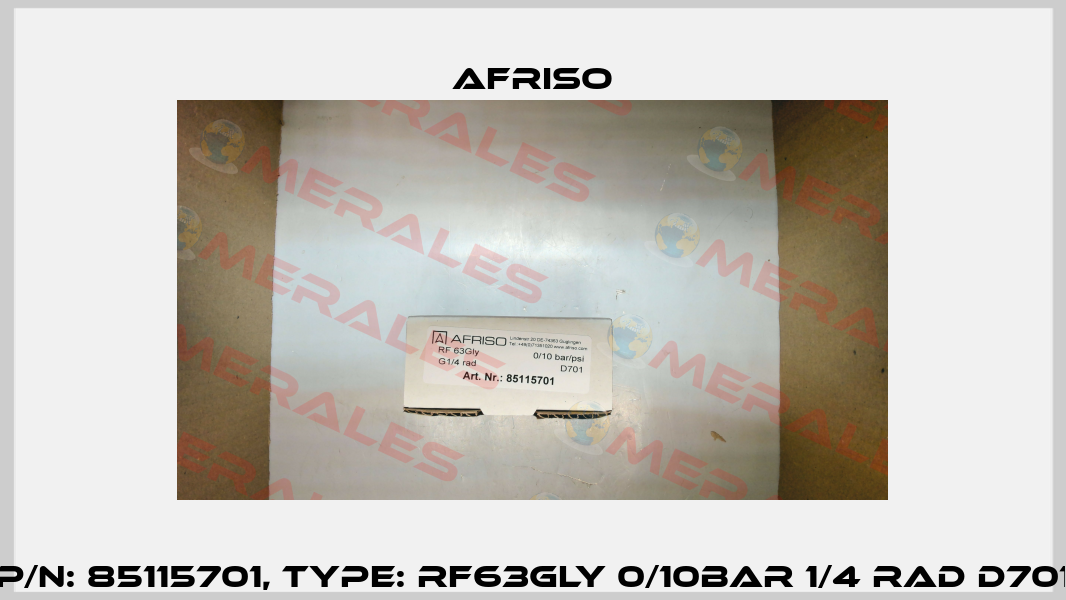 P/N: 85115701, Type: RF63Gly 0/10bar 1/4 rad D701 Afriso