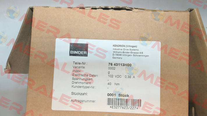 76 43113H00-0002 Binder