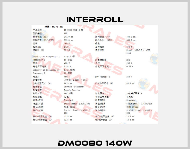 DM0080 140W Interroll