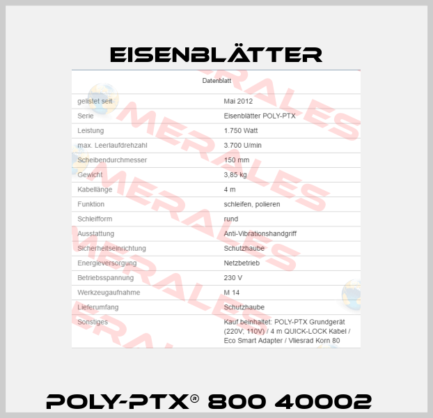 POLY-PTX® 800 40002   Eisenblätter