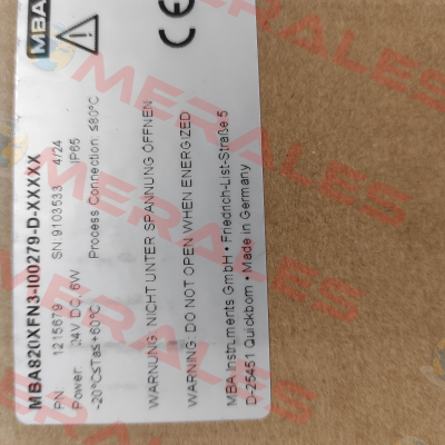 MBA820XFN3-I00279-D-XXXXX MBA Instruments