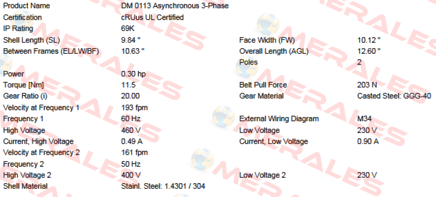 MI-DM0113 DM1133-AAC03E0U8FDJ-257mm Interroll